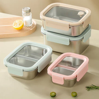 Boîte à lunch hermétique en acier inoxydable 316 de qualité alimentaire, avec compartiments, compatible micro-ondes, pour les employés de bureau (vente en gros)