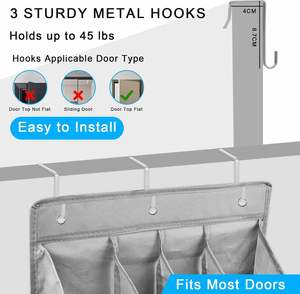Hanging Wall Mounted <b>Shoe</b> Storage with 12 Large Pockets & 6 <b>Hooks</b>, Space-saving Polyester Organizer for Camping - Product Image 6