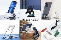 Support de téléphone portable et tablette en alliage d'aluminium, pliable, portable, réglable en hauteur, multi-positions, pour diffusion en direct et bureau