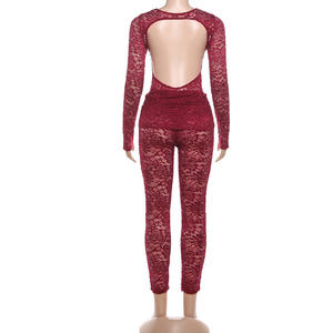 Venta al por mayor Novedades Popular 2025 Ropa de mujer Sin espalda Elegante Conjunto de encaje de 2 piezas - Product Image 6