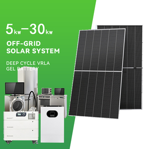 ระบบพลังงานแสงอาทิตย์แบบออฟกริด 6kW-20KW MPPT แบตเตอรี่ลิเธียมไอออน คลื่นไซน์บริสุทธิ์ สำหรับใช้ในบ้าน ชุดสมบูรณ์แบบ ปรับแต่งได้ ระบบโซลาร์เซลล์ I - Product Image 1