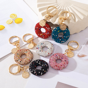 Cute Doughnut Donut Hanging <b>Ornament</b> Food Keychain Women <b>Bling</b> Shiny Polymer Clay Keyring Doughnut Key Chains Gift Jewelry Charm - Product Image 1