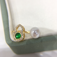 SHDIYAYUN Vente chaude Bague en forme de gourde Plaqué or 18 carats Bague en perle d'eau douce naturelle Bijoux pour femmes