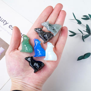 Commercio all'ingrosso artigianato di cristallo naturale fatto a mano artigianato animale piccola dimensione Labradorite <span class=keywords><strong>lupo</strong></span> per la decorazione - Product Image 4