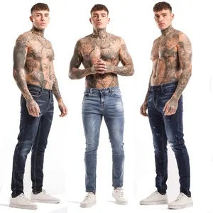 Gingtto ינס ז 'אן מארגני גברים גבוהה מותניים ג' ינס מכנסיים Slim Fit מלאי Jeans men's מקורי