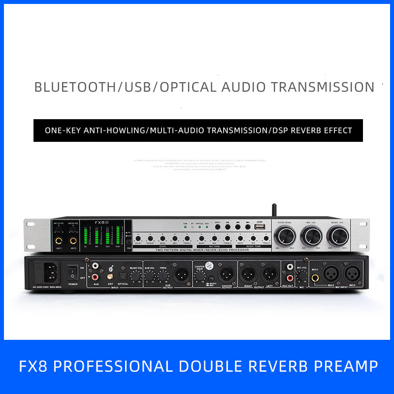 Manchez FX8 - Advanced Stereo Audio Mixer for KTV Karaoke