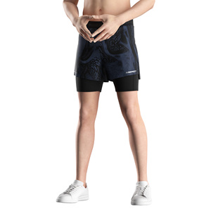 Mid-thigh Men Fitness Shorts with Built-in Compression Sweat-wicking Laser Cutting Holes for <b>Runners</b> of All Levels - Product Image 5