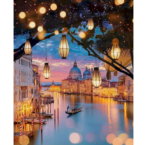 Kit de peinture acrylique Paysage nocturne de Venise, style classique, peinture par numéros pour adultes, 40x50cm, décoration intérieure - Product Image 1