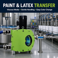 Pompe péristaltique pour transfert de peinture, de latex et d'encre, auto-amorçante, à faible cisaillement, avec tuyau remplaçable en NR, NBR, EPDM