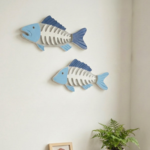 Mediterranean Style 3D Fishbone <b>Wall</b> Hanging Blue White Home <b>Decor</b> For Living Room Entryway Ocean Theme - Product Image 1