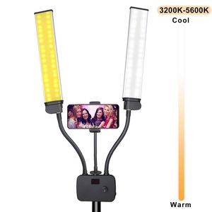 Iluminación Fotográfica de Doble Brazo con Luz LED de Relleno y Pantalla LCD para Estudio Fotográfico, Transmisión en Vivo, Luz de Belleza con Soporte para Teléfono - Product Image 2