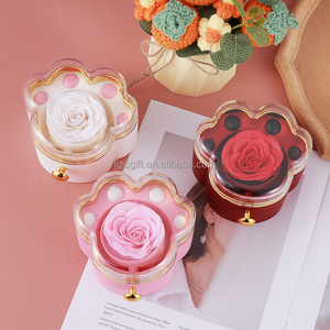 New Valentine's Day Mother's Day Cute Rotating <b>Cat</b> Claw Soap Flower Ring <b>Necklace</b> Waterproof Portable Jewelry Box - Product Image 3