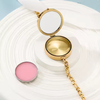 Bracelet à lèvres en acier inoxydable personnalisé avec miroir caché, rechargeable, portable, bijou cosmétique, accessoire de beauté tendance