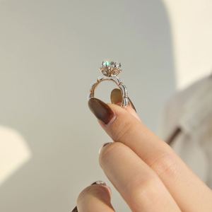 Dylam Luxurious Design High <b>Top</b> Fine Jewelry S925 <b>Silver</b> Wedding Band 5A Zirconia Blossom Flower Sparkle Bridal Engagement Rings - Product Image 5