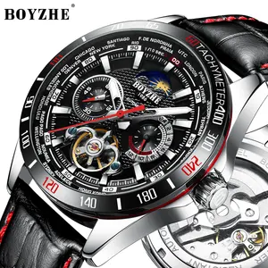 Nouveauté boucle en acier inoxydable volant creux Tourbillon montre 30 mètres double temps réel Tourbillon montre