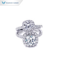 Bague Tianyu Gemstone en argent sterling S925 plaqué or 18 carats avec moissanite 1 carat pour femme, bague de promesse et de fiançailles en argent 925 pour femme