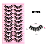 Vente en gros de cils duveteux personnalisés faux vison pleine bande cils emballage personnalisé boîte étui 10 paires plateau doux moelleux cils