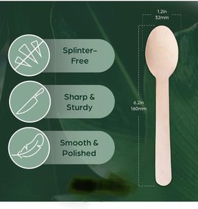 Fourchettes et cuillères en bois du fournisseur OEM/ODM pour les hôtels et les fêtes Coutellerie en bois de bouleau jetable biodégradable écologique - Product Image 4