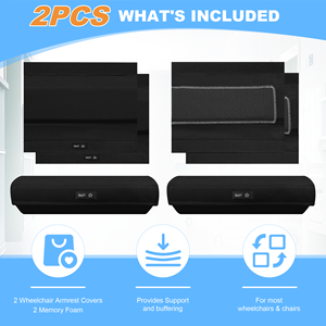 Pair of Woven Memory <b>Foam</b> Wheelchair Armrest Covers, Ergonomic Body-Fit <b>Pads</b>, Non-Washable - Product Image 5