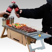 Nouveau design de barbecue au charbon portable, pliable, carré, imperméable, en acier inoxydable, pour le camping