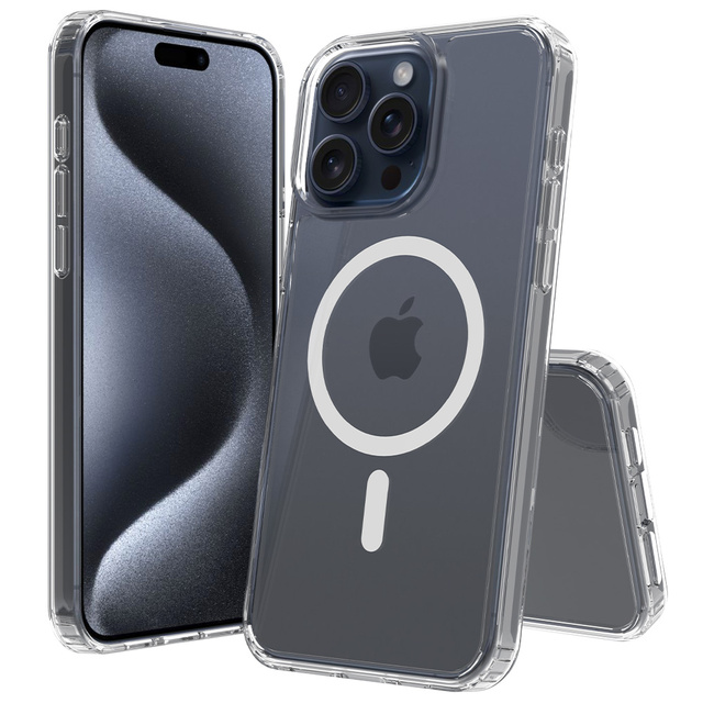 High Quality Clear iPhone 15 Pro Max Case with Anti-Scratch Anti-Yellow Back Cover Durable Transparent Magnetic Phone Case