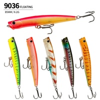 Umpan Pancing Topwater Popper 85mm 6g Wobbler Umpan Keras Buatan untuk Memancing Ikan Bass Laut