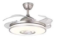 Ventilateur de plafond à économie d'énergie avec lumière, musique Bluetooth, moteur DC, LED dimmable, télécommande, 42 pouces, montage encastré pour la décoration intérieure