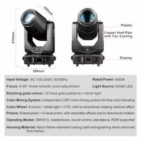 Precio de Fábrica: Luz de Escenario Móvil BSW de 650W, RGBW 3en1 LED Beam/Spot/Wash CMY CTO DMX512 Ra90 30000h para Teatro, Conciertos, DJ, Discoteca