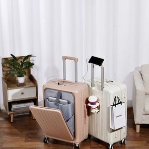 Front-opening Multifunctional 20-inch <b>Suitcase</b> Universal <b>Wheel</b> Trolley Case With Lock Carry-on Travel Luggage Unisex Summer 2023 - Product Image 1