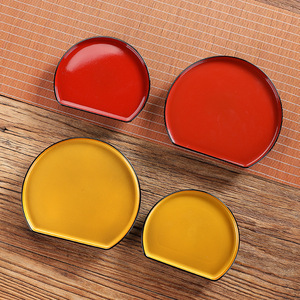 Japanese Style Oval <b>Plates</b> Red Yellow <b>Black</b> Sushi Dessert Snack Serving Hotel Restaurant Party Use - Product Image 2