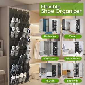 Organisateur de chaussures à suspendre sur la porte, 40 poches, en maille respirante, pour le rangement des chaussures derrière les portes ou sur les murs, noir - Product Image 3