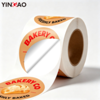 Stiker Gulung Kustom Kemasan Segel Label Bulat Bahan Vinyl Food Grade untuk Kotak Hadiah Tas Stiker Cangkir Kopi Logo Kustom