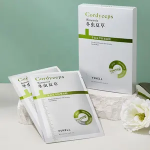 Máscara de folha nutritiva por atacado, 5 pacotes, folhas de máscara facial Cordyceps, ervas da medicina tradicional chinesa, tratamento facial para a pele