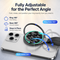 Support de téléphone magnétique à ventouse avec cordon en silicone, support pliable en forme d'anneau, support mobile mains libres, usine OEM