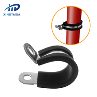 Colliers de serrage en acier galvanisé avec revêtement en caoutchouc, type P, 18 mm, pour fixation de câbles et tuyaux, colliers de serrage fixes pour flexibles