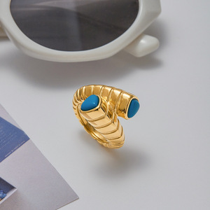 <span class=keywords><strong>18</strong></span> K chapado en <span class=keywords><strong>oro</strong></span> estilo occidental bohemio joyería al por mayor Vintage a granel turquesa anillos de boda para las mujeres más barato - Product Image 4
