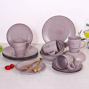 16 Buah Set Peralatan Makan Keramik Halus, Peralatan Meja Stoneware Grosir Set Peralatan Makan Malam China, Set Peralatan Makan Tembikar, Peralatan Dapur Pernikahan