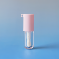Tube de brillant à lèvres rose 5 ml avec porte-clés mignon, tubes de brillant à lèvres vides, emballage rond transparent, flacon épais pour rouge à lèvres