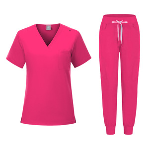 Women Medical Scrub Suit V-Neck Short Sleeve With Drawstring Pants Moisture Wicking Hospital Uniforms For Nursing Dental Clinic - Product Image 5