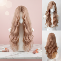 Perruques synthétiques résistantes à la chaleur, perruques longues ondulées corps blond fraise, ligne capillaire naturelle pour