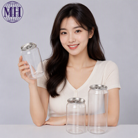 Bouteilles en plastique PET pour boissons énergisantes, café et boba - Bouchon à vis en aluminium - Tailles 150 ml à 500 ml