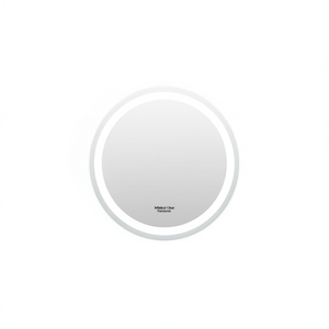 Miroir de salle de bain rond à LED Mieleba Cikat, 19,7 pouces, monté au mur, cadre en aluminium, verre flotté résistant à l'eau, design Art Déco - Product Image 1