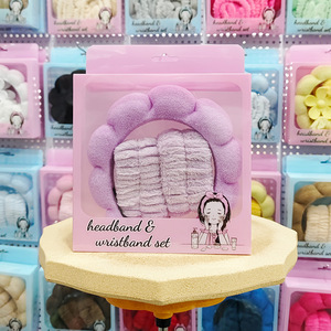 Yıkama yüz temizleme süngeri bulut saç bandı güzellik makyaj kravat Spa kafa bandı saç bandı saç tokası hediye kutusu bileklik seti - Product Image 5