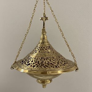 Angelfume divinefume กลิ่นอายของท้องฟ้าที่แขวนเครื่องหอมทองเหลืองกระถางธูปโบราณสำหรับพิธีกรรมของโบสถ์และการบูชาอันศักดิ์สิทธิ์ - Product Image 1