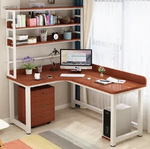 YQ JENMW Modern minimalist design bookshelf and computer desk integrated steel-wood computer desk