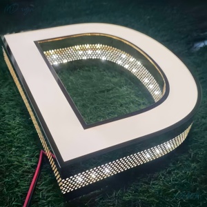 Biểu Tượng Tùy Chỉnh Thiết Kế Shinny 3D Glow Acrylic Thư Kim Loại Kinh Doanh Cửa Hàng Biển Hiệu 3D LED Thư Đăng Board Cho Ngoài Trời Biển - Product Image 1