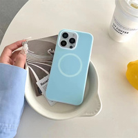 Coque de téléphone portable en silicone liquide original avec dos magnétique couleur unie style gelée pour iPhone 17 Pro Max