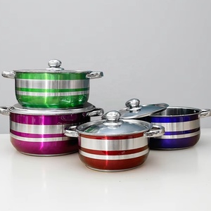 Set di pentole e pentole in acciaio inossidabile colorato 4 pezzi Set di pentole e pentole da cucina Set di pentole a Gas Set di pentole a induzione casseruola - Product Image 2