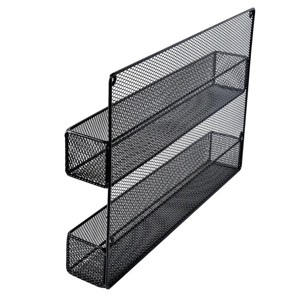 Wrought iron grid wall wire grill shelf storage 2 tier rack holder kitchen living room Storage Shelf WTB-007
