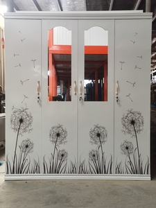 Bedrukte Kledingkast Met Spiegel Stalen Frame Slaapkamer Ontwerp Knock-Down Kast Fancy Meubels Almirah Godrej <span class=keywords><strong>4</strong></span> Schuifdeurkast - Product Image 5